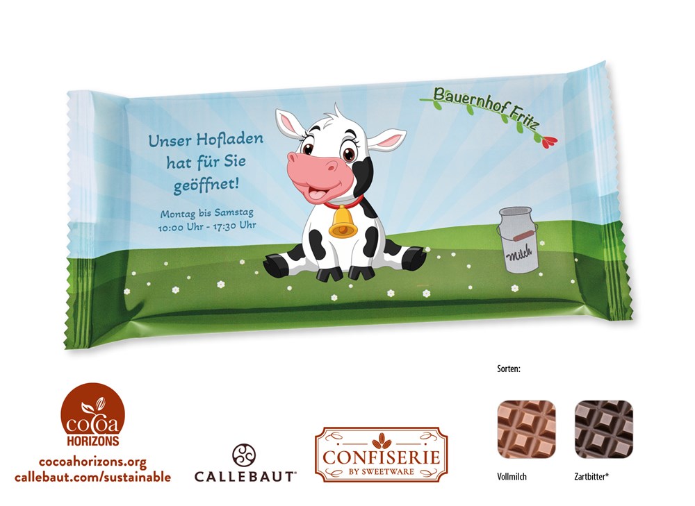 Schokolade 100 g Tafel im Flowpack 1 Stück  ,  Inhalt:  Callebaut Vollmilch