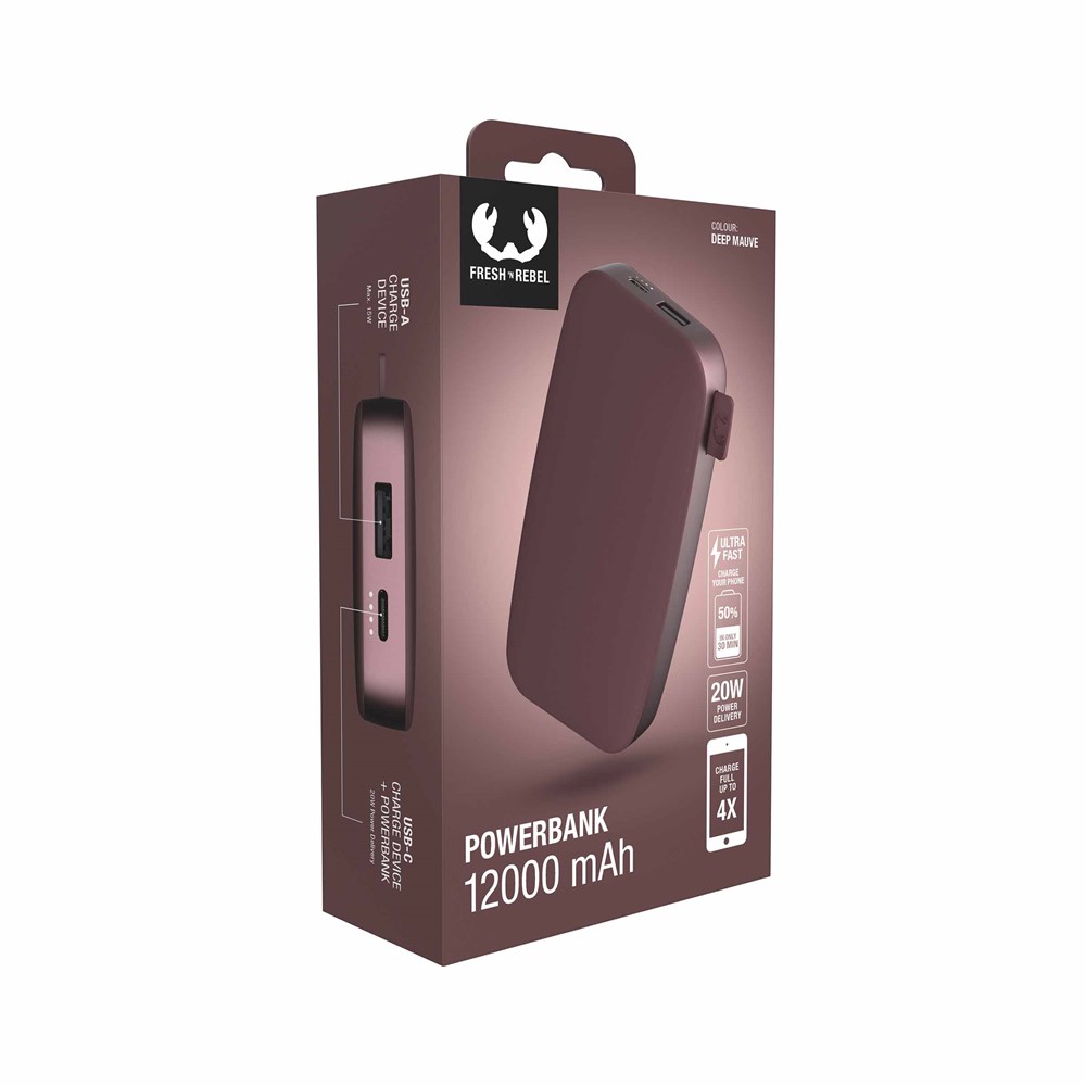 Fresh 'n Rebel Powerbank 12000 mAh USB-C Deep Mauve