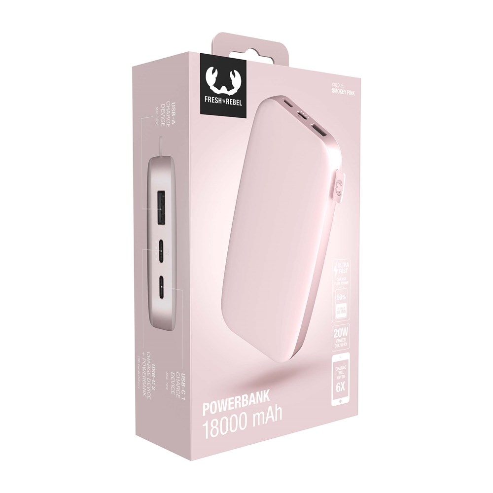 Fresh 'n Rebel Powerbank 18000 mAh USB-C Smokey Pink