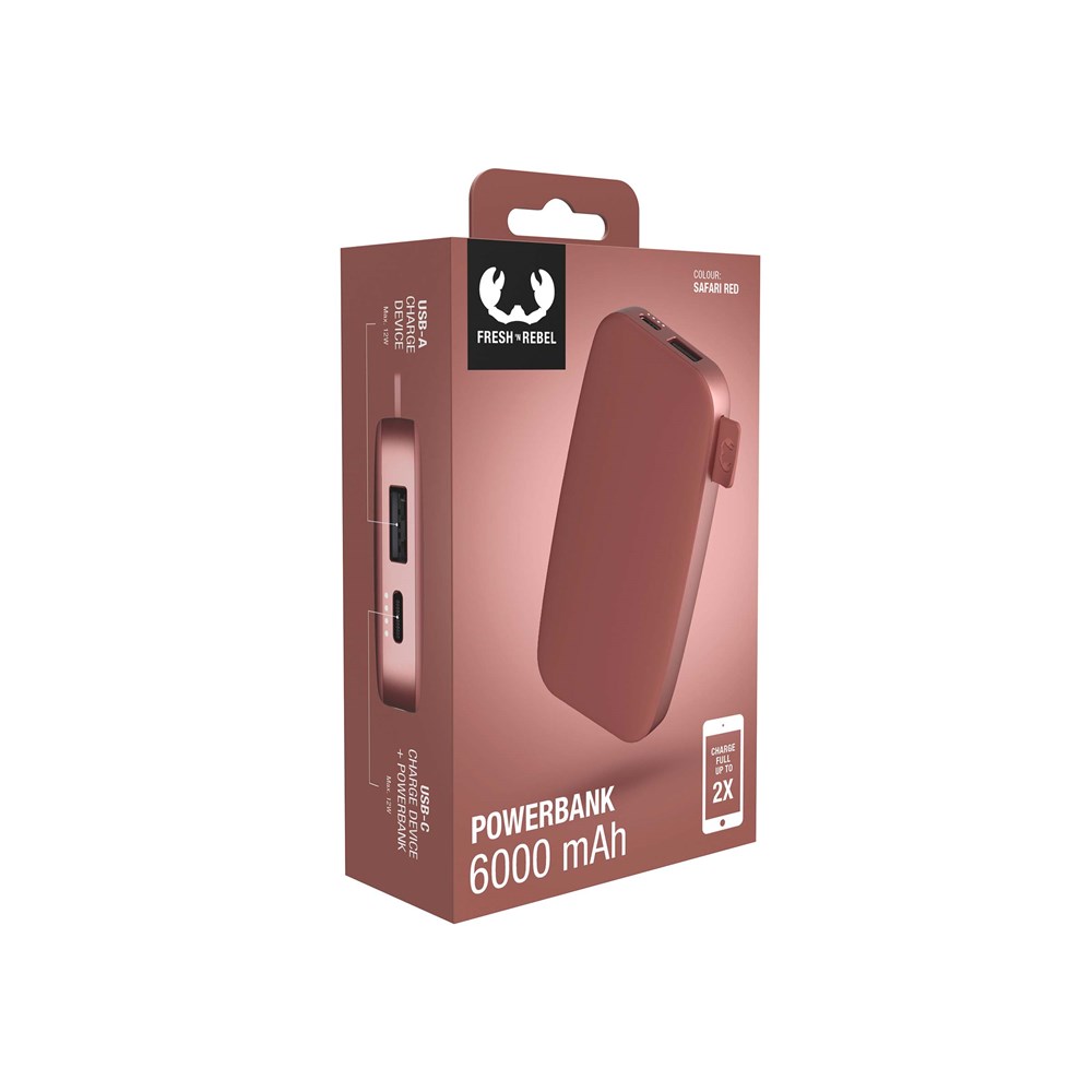 Fresh 'n Rebel Powerbank 6000 mAh USB-C Safari Red