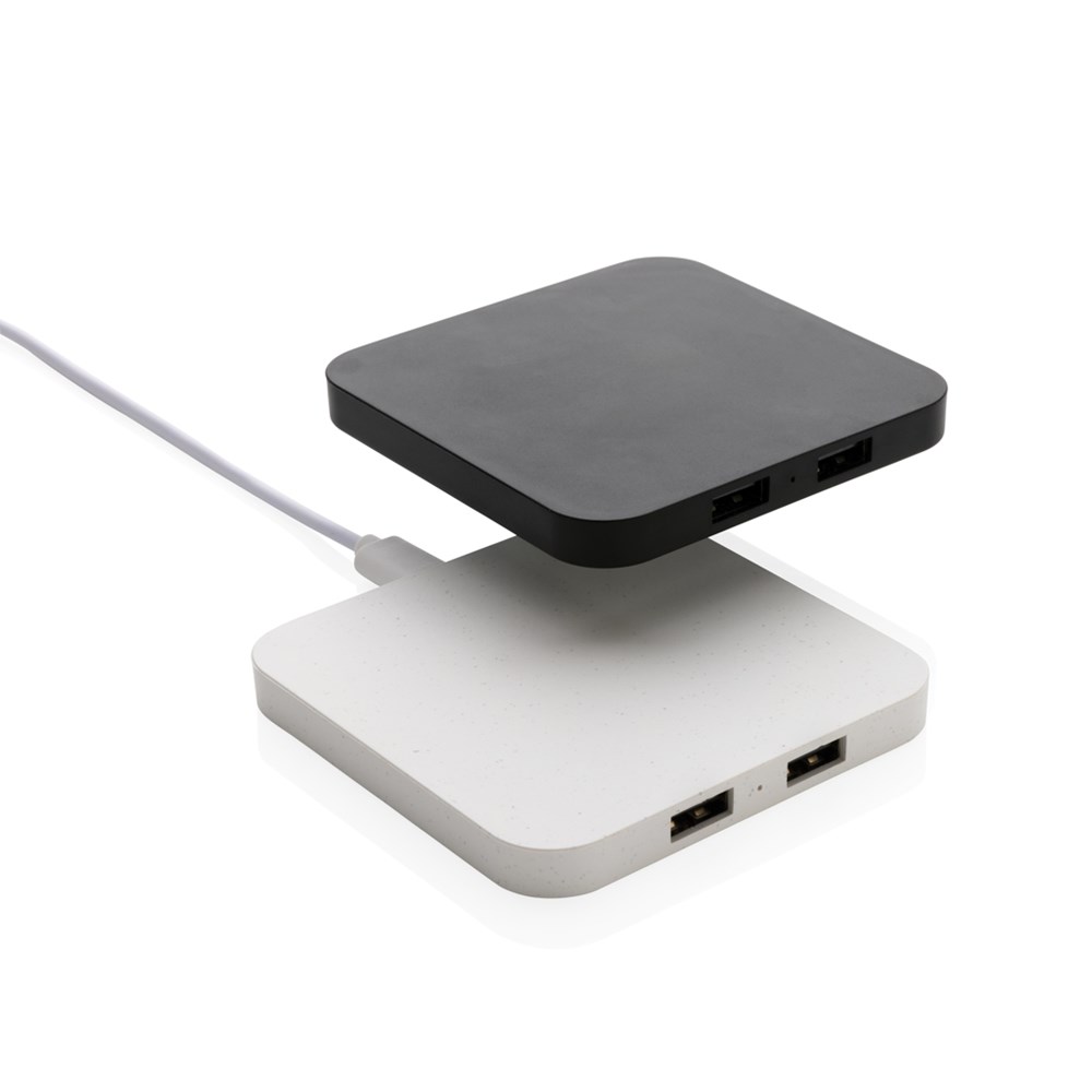 10W Wireless Charger aus RSC recycl. Kunststoff mit Dual-USB