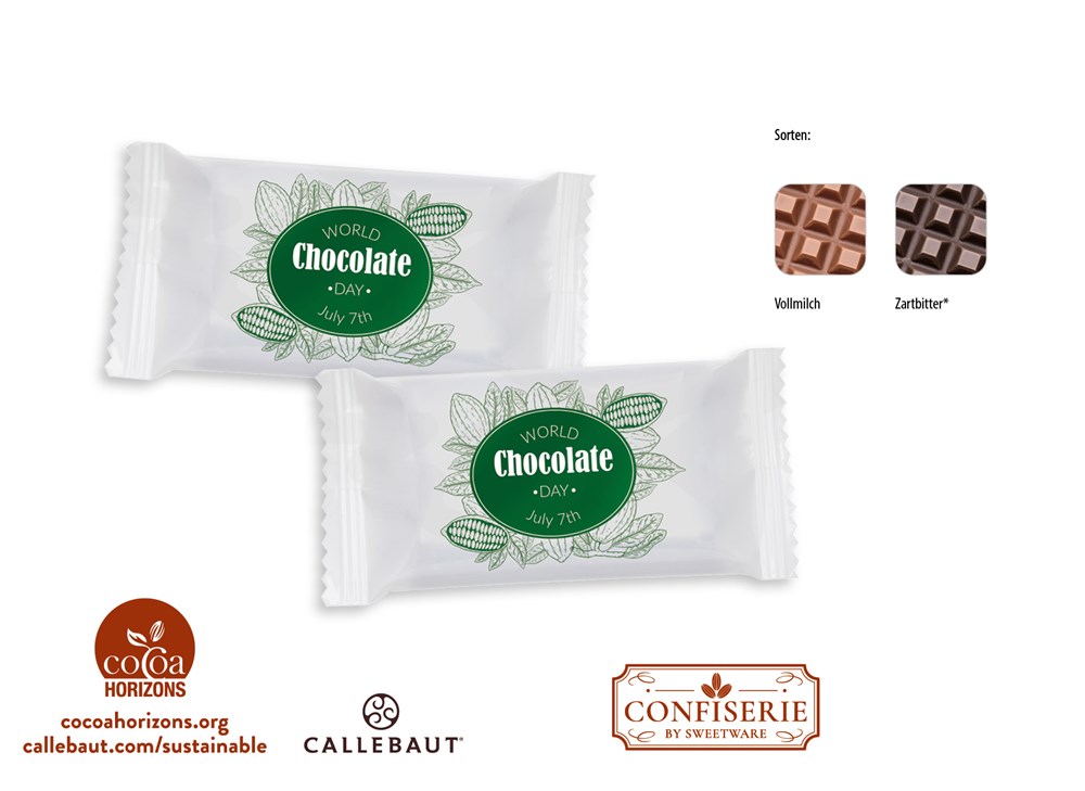 Schokolade 10 g Täfelchen 1 Stück  ,  Inhalt:  Callebaut Vollmilch