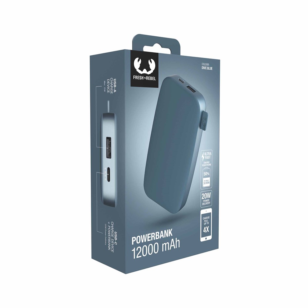 Fresh 'n Rebel Powerbank 12000 mAh USB-C Dive Blue