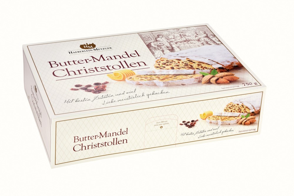 Butter-Mandel-Christstollen in der Faltschachtel (1 Karton)