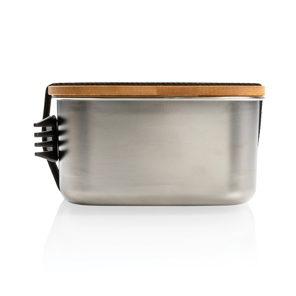 Stainless Steel Lunchbox mit Bambus-Deckel und Göffel