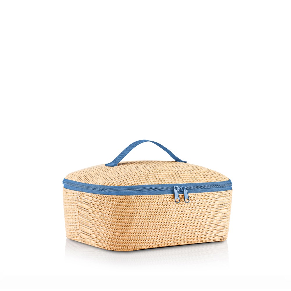 coolerbag M pocket raffia blue